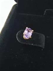Amethyst Gold-Stone Earrings 14K Yellow Gold 0.82g